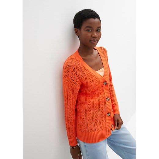 Sweter rozpinany w ażurowy wzór ze sklepu bonprix w kategorii Swetry damskie - zdjęcie 170615547