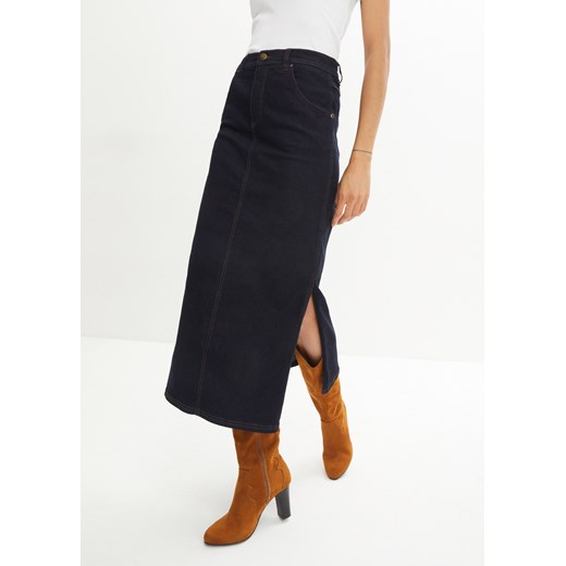 Spódnica dżinsowa midi ze sklepu bonprix w kategorii Spódnice - zdjęcie 170615575