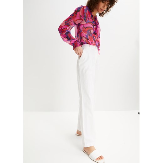 Spodnie lniane Loose Fit z wygodnym paskiem ze sklepu bonprix w kategorii Spodnie damskie - zdjęcie 170616216