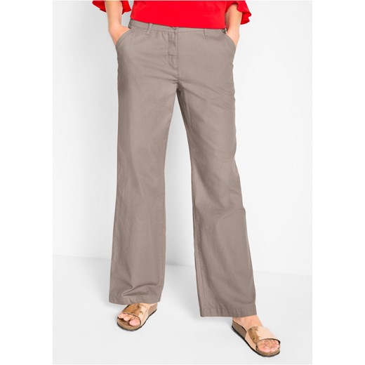 Spodnie lniane Loose Fit z wygodnym paskiem ze sklepu bonprix w kategorii Spodnie damskie - zdjęcie 170616227