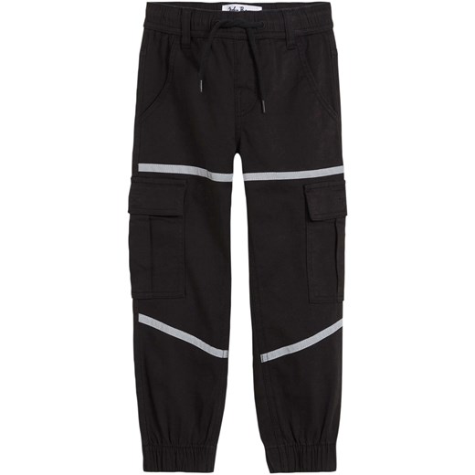 Spodnie bojówki chłopięce z odblaskowymi elementami, Tapered Fit ze sklepu bonprix w kategorii Spodnie chłopięce - zdjęcie 170616248