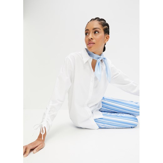 Bluzka z ozdobnymi długimi rękawami, z bawełny organicznej ze sklepu bonprix w kategorii Koszule damskie - zdjęcie 170616386