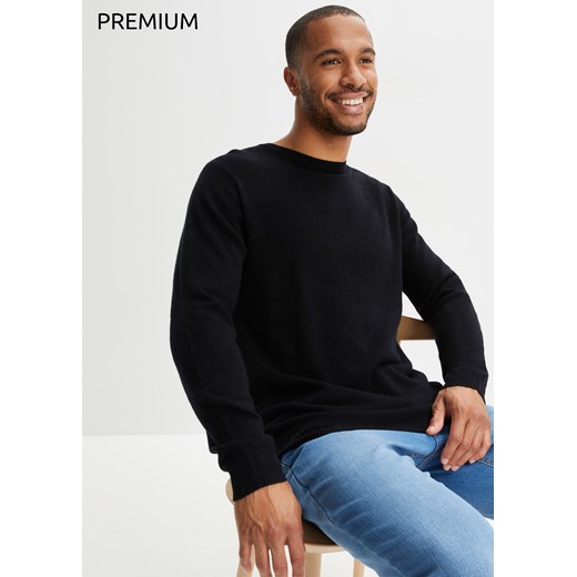 Sweter wełniany z domieszką materiału Good Cashmere Standard®, okrągły dekolt ze sklepu bonprix w kategorii Swetry męskie - zdjęcie 170617157