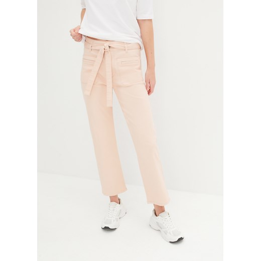Spodnie twillowe z prostymi nogawkami i wiązanym paskiem ze sklepu bonprix w kategorii Spodnie damskie - zdjęcie 170617416