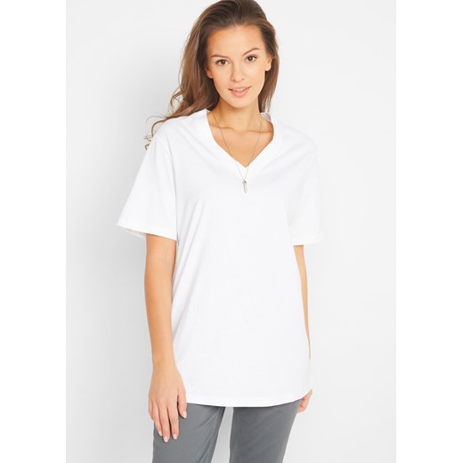 Długi shirt z dekoltem w szpic (5 sztuk), krótki rękaw ze sklepu bonprix w kategorii Bluzki damskie - zdjęcie 170617455