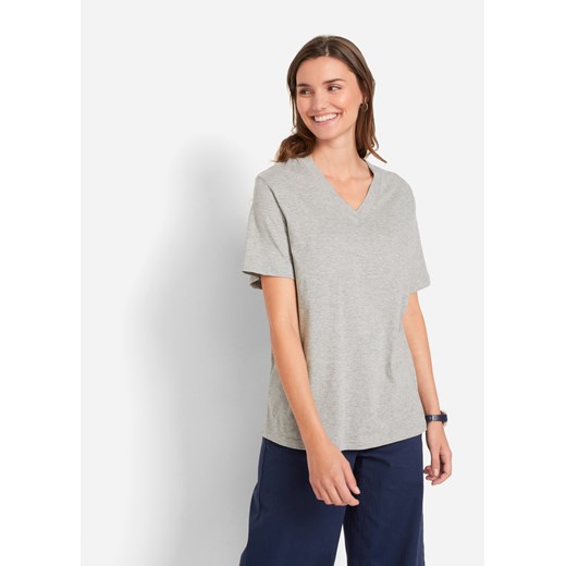 Długi shirt z dekoltem w szpic (5 sztuk), krótki rękaw ze sklepu bonprix w kategorii Bluzki damskie - zdjęcie 170617457