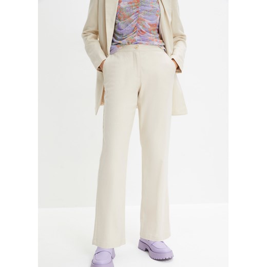 Spodnie lniane high-waist z elastyczną wstawką ze sklepu bonprix w kategorii Spodnie damskie - zdjęcie 170618389