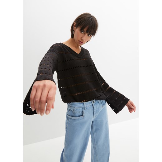 Sweter w ażurowy wzór ze sklepu bonprix w kategorii Swetry damskie - zdjęcie 170618687