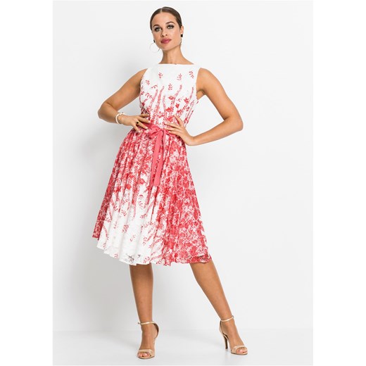 Sukienka midi koronkowa z wiązanym paskiem ze sklepu bonprix w kategorii Sukienki - zdjęcie 170618907