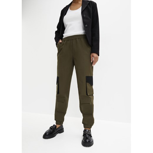 Spodnie bojówki z kontrastowymi elementami ze sklepu bonprix w kategorii Spodnie damskie - zdjęcie 170620339