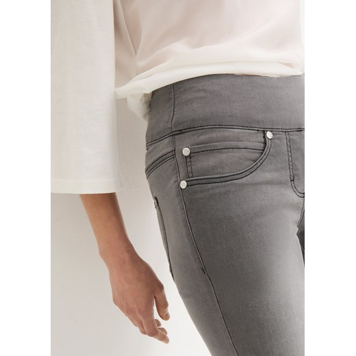 Bonprix jeansy damskie szare z bawełny 
