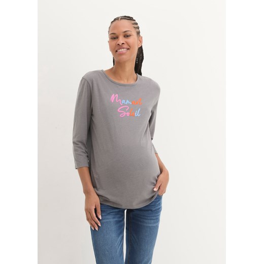 Shirt ciążowy z bawełny organicznej, rękawy 3/4 ze sklepu bonprix w kategorii Bluzki ciążowe - zdjęcie 170621399