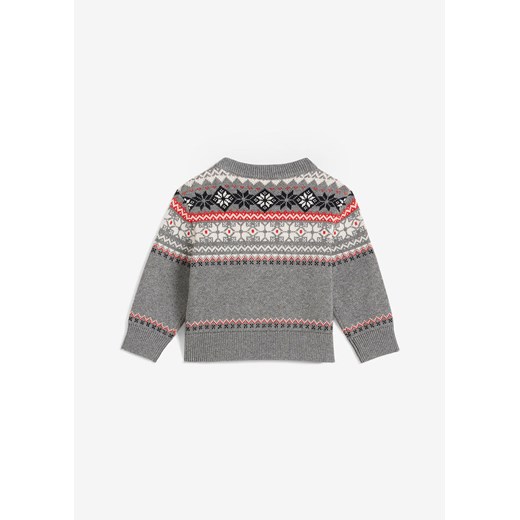 Sweter niemowlęcy z bawełny w norweski wzór ze sklepu bonprix w kategorii Bluzy i swetry - zdjęcie 170622507