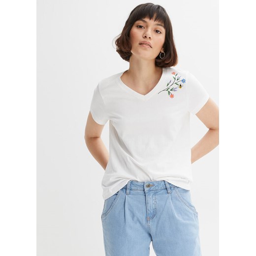 Shirt z kwiatowym nadrukiem ze sklepu bonprix w kategorii Bluzki damskie - zdjęcie 170622575
