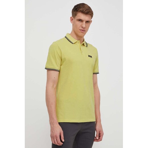 Helly Hansen polo bawełniane kolor żółty gładki ze sklepu ANSWEAR.com w kategorii T-shirty męskie - zdjęcie 170624169