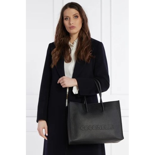 Shopper bag Coccinelle ze skóry elegancka czarna matowa 