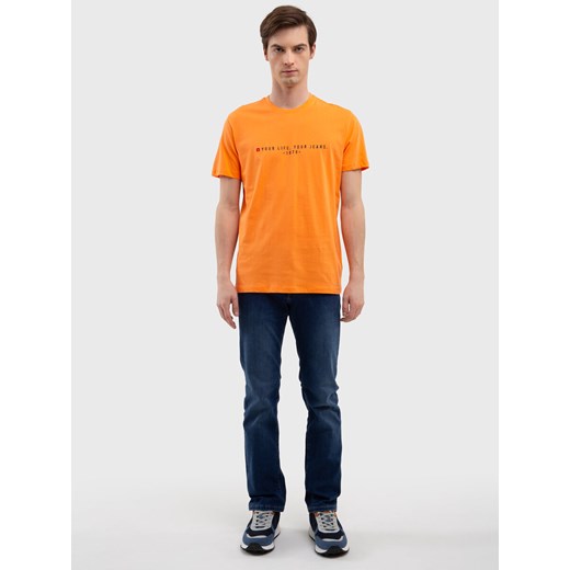 Koszulka męska z nadrukiem pomaraŅczowa Oliver 701 ze sklepu Big Star w kategorii T-shirty męskie - zdjęcie 170625718