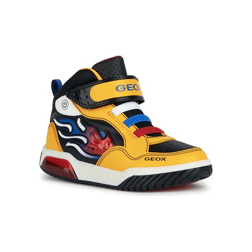 Buty sportowe dziecięce Geox na rzepy tkaninowe z aplikacjami  