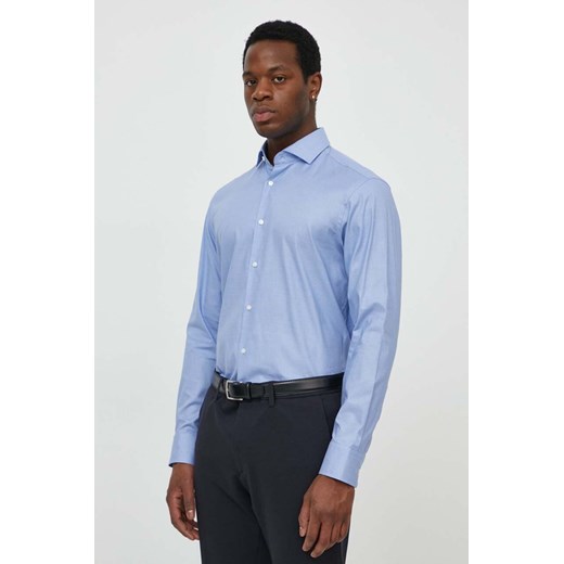 BOSS koszula męska kolor niebieski regular 50512656 ze sklepu ANSWEAR.com w kategorii Koszule męskie - zdjęcie 170632595