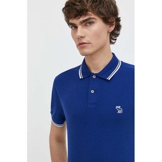 Abercrombie &amp; Fitch polo męski kolor niebieski z aplikacją ze sklepu ANSWEAR.com w kategorii T-shirty męskie - zdjęcie 170632716
