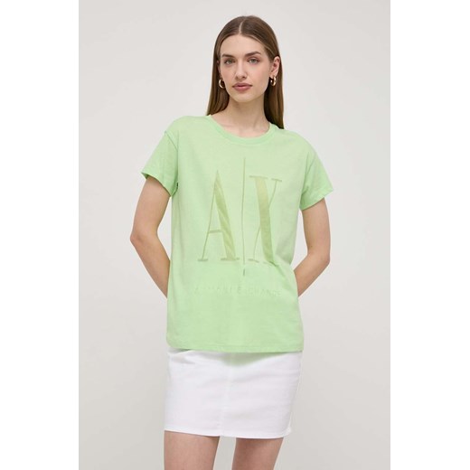 Armani Exchange t-shirt damski kolor zielony 8NYTHX YJ8XZ ze sklepu ANSWEAR.com w kategorii Bluzki damskie - zdjęcie 170632867