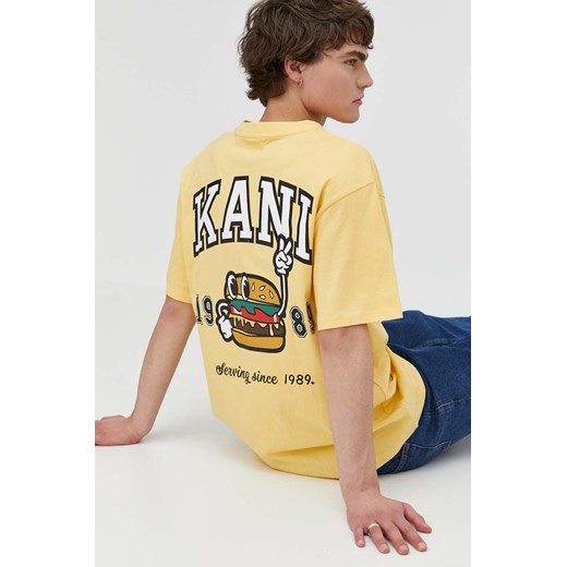 Karl Kani t-shirt bawełniany męski kolor żółty z nadrukiem ze sklepu ANSWEAR.com w kategorii T-shirty męskie - zdjęcie 170633088