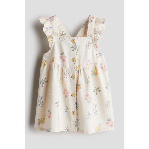 H & M - Bawełniana sukienka z falbankami - Beżowy ze sklepu H&M w kategorii Sukienki niemowlęce - zdjęcie 170635345
