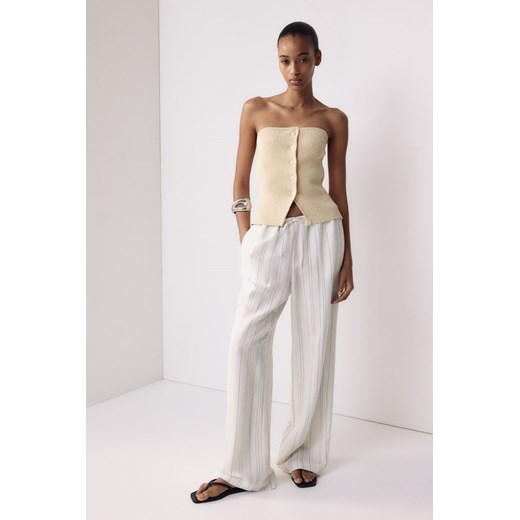H & M - Spodnie z domieszką lnu - Biały ze sklepu H&M w kategorii Spodnie damskie - zdjęcie 170635376