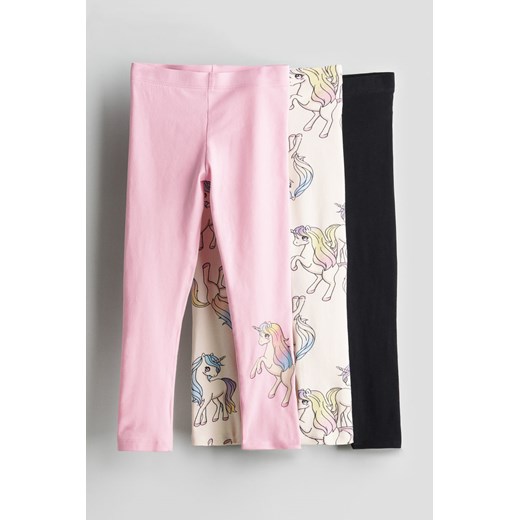H & M - Dżersejowe legginsy 3-pak - Różowy ze sklepu H&M w kategorii Spodnie dziewczęce - zdjęcie 170635519