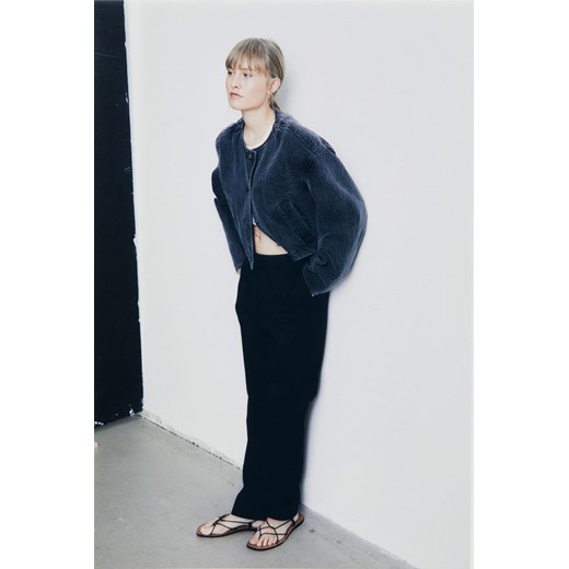 H & M - Joggersy z domieszką lnu - Czarny ze sklepu H&M w kategorii Spodnie damskie - zdjęcie 170635547