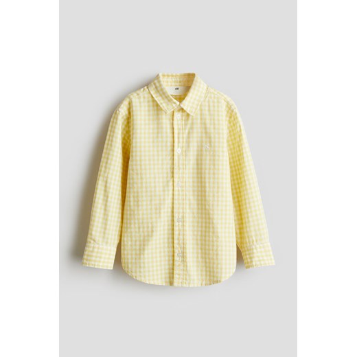 H & M - Popelinowa koszula z długim rękawem - Żółty H & M 104 (3-4Y) H&M