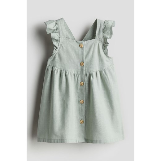 H & M - Bawełniana sukienka z falbankami - Zielony ze sklepu H&M w kategorii Sukienki niemowlęce - zdjęcie 170635757