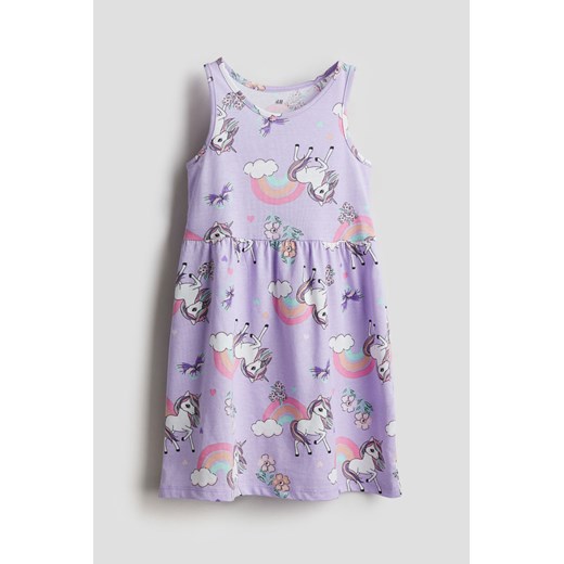 H & M - Bawełniana sukienka we wzory - Fioletowy ze sklepu H&M w kategorii Sukienki dziewczęce - zdjęcie 170635895
