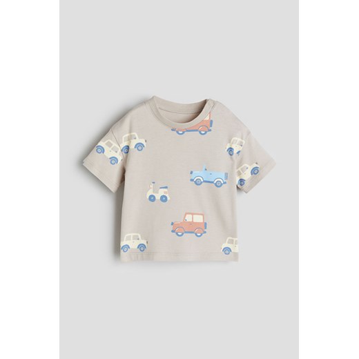 H & M - T-shirt z bawełnianego dżerseju - Beżowy ze sklepu H&M w kategorii Koszulki niemowlęce - zdjęcie 170635917