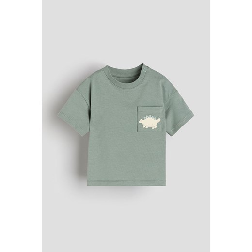 H & M - T-shirt z bawełnianego dżerseju - Zielony ze sklepu H&M w kategorii Koszulki niemowlęce - zdjęcie 170635925