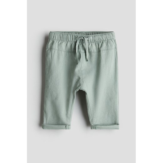 H & M - Spodnie z domieszką lnu - Zielony ze sklepu H&M w kategorii Spodnie i półśpiochy - zdjęcie 170636196
