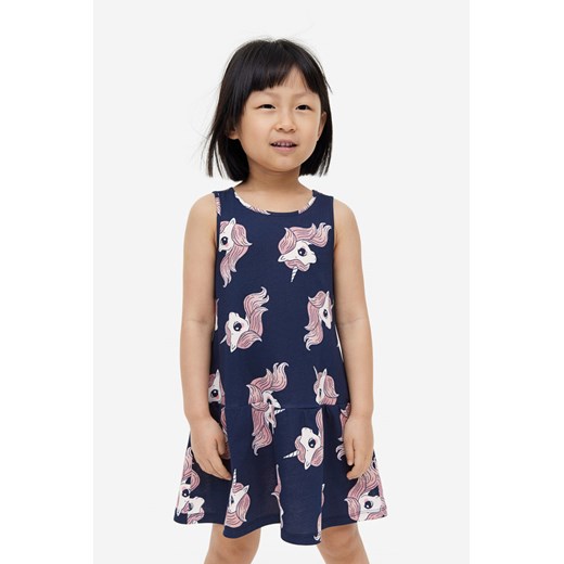 H & M - Bawełniana sukienka we wzory - Niebieski ze sklepu H&M w kategorii Sukienki dziewczęce - zdjęcie 170636199