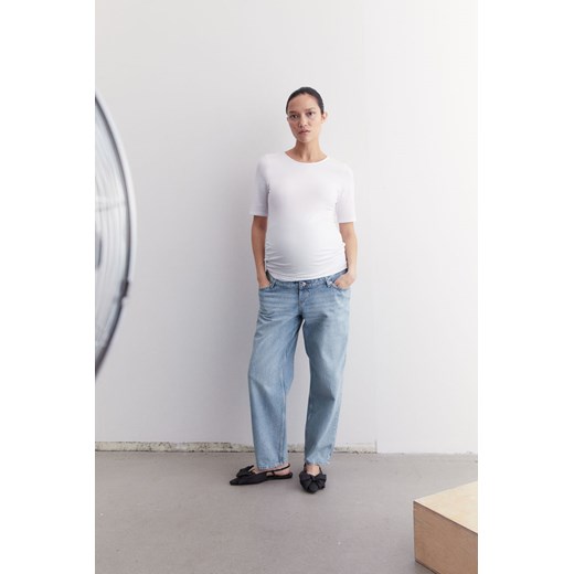 H & M - MAMA Mom Loose Ankle Jeans - Niebieski ze sklepu H&M w kategorii Spodnie ciążowe - zdjęcie 170636287