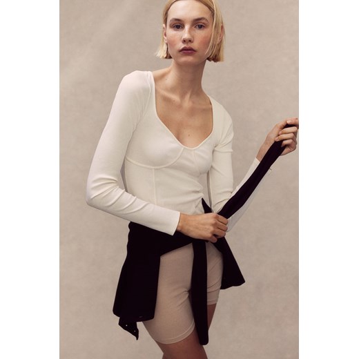 H & M - Top w stylu gorsetowym - Biały ze sklepu H&M w kategorii Bluzki damskie - zdjęcie 170636316