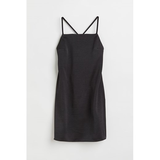 H & M - Satynowa sukienka na ramiączkach - Czarny ze sklepu H&M w kategorii Sukienki - zdjęcie 170636395