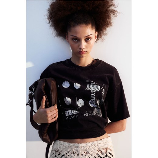 Bluzka damska H & M z krótkim rękawem z okrągłym dekoltem 