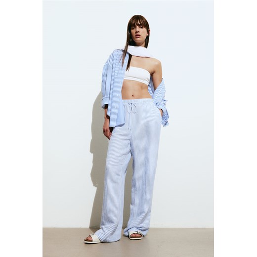 H & M - Spodnie bez zapięcia z domieszką lnu - Biały ze sklepu H&M w kategorii Spodnie damskie - zdjęcie 170636749