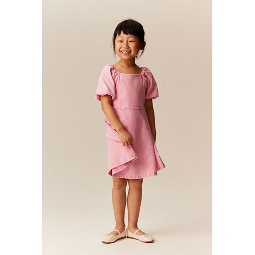 H & M - Sukienka z bufiastym rękawem - Różowy ze sklepu H&M w kategorii Sukienki dziewczęce - zdjęcie 170636818