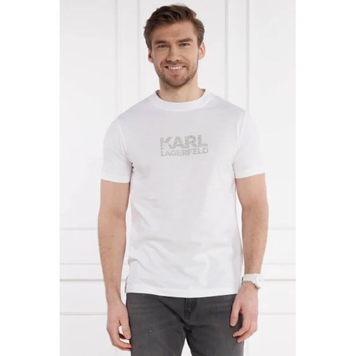 T-shirt męski Karl Lagerfeld młodzieżowy biały na lato 