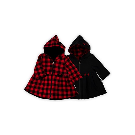 Płaszcz dresowy niemowlęcy dla dziewczynki w kratkę czarny ze sklepu 5.10.15 w kategorii Kombinezony i kurtki - zdjęcie 170642005