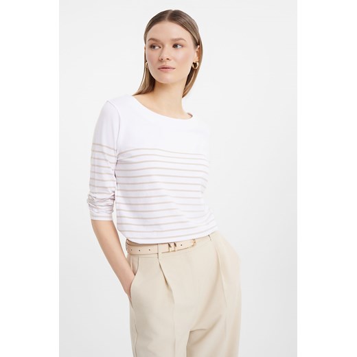 Bluzka damska z długim rękawem w paski biała ze sklepu 5.10.15 w kategorii Bluzki damskie - zdjęcie 170642148