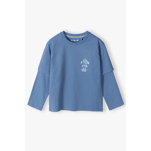 Bluzka chłopięca bawełniana oversize z podwójnym rękawem- Feelin'good ze sklepu 5.10.15 w kategorii T-shirty chłopięce - zdjęcie 170642225