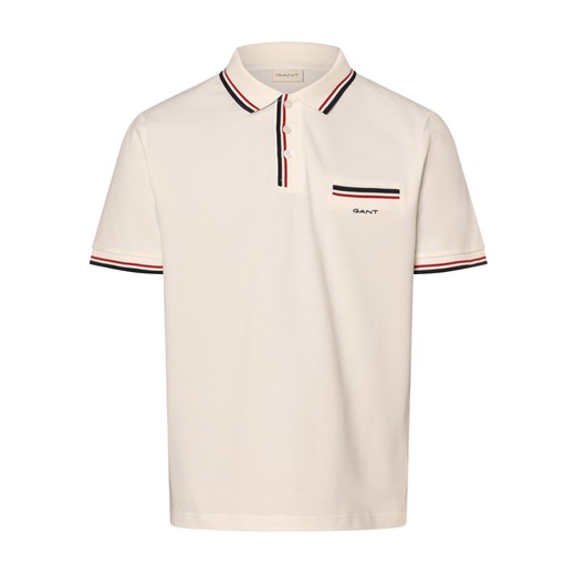 Gant Męska koszulka polo Mężczyźni Bawełna écru jednolity ze sklepu vangraaf w kategorii T-shirty męskie - zdjęcie 170642485