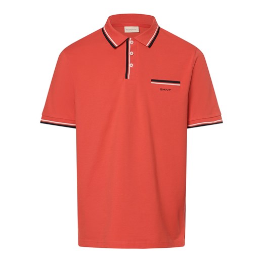 Gant Męska koszulka polo Mężczyźni Bawełna koralowy jednolity ze sklepu vangraaf w kategorii T-shirty męskie - zdjęcie 170642486