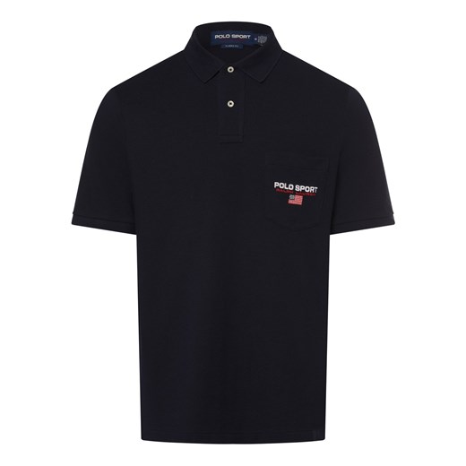 Polo Sport Męska koszulka polo - klasyczny krój Mężczyźni Bawełna granatowy jednolity ze sklepu vangraaf w kategorii T-shirty męskie - zdjęcie 170642497